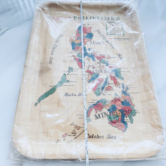 Vintage Map of Philippines Islands Bamboo Serving Tray MADE IN PHILIPPINES - Picture 2 of 2